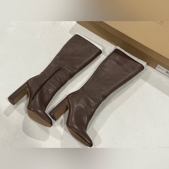 Steve Madden Ally Brown Leather Knee-High Heeled Boots Sz 6 BNWB - Picture 8 of 9
